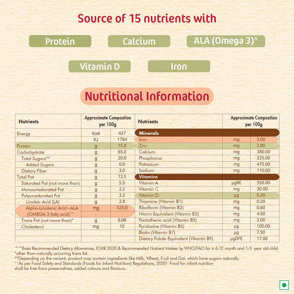 Nestle Cerelac Wheat Apple Carrot Baby Food Cerea | No Refined Sugar & No Preservatives | 6 to 24 Months