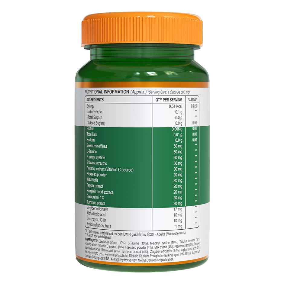 Pure Nutrition Kidney Detox | Punarnava, Gokhru & Turmeric | 60 Veg Caps