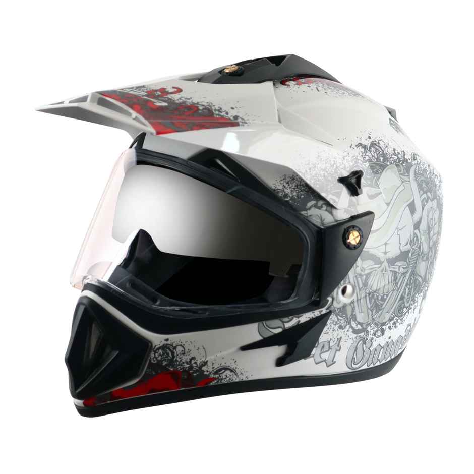Vega Off Road D/V Gangster Lightweight Full Face Helmet- White Red - M