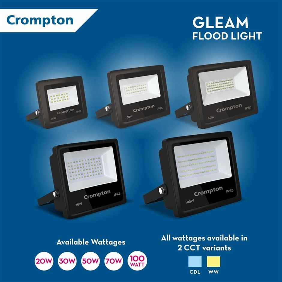Crompton Gleam 50 Watt Outdoor Waterproof Led Flood Light (Cool Day Light 6500K)