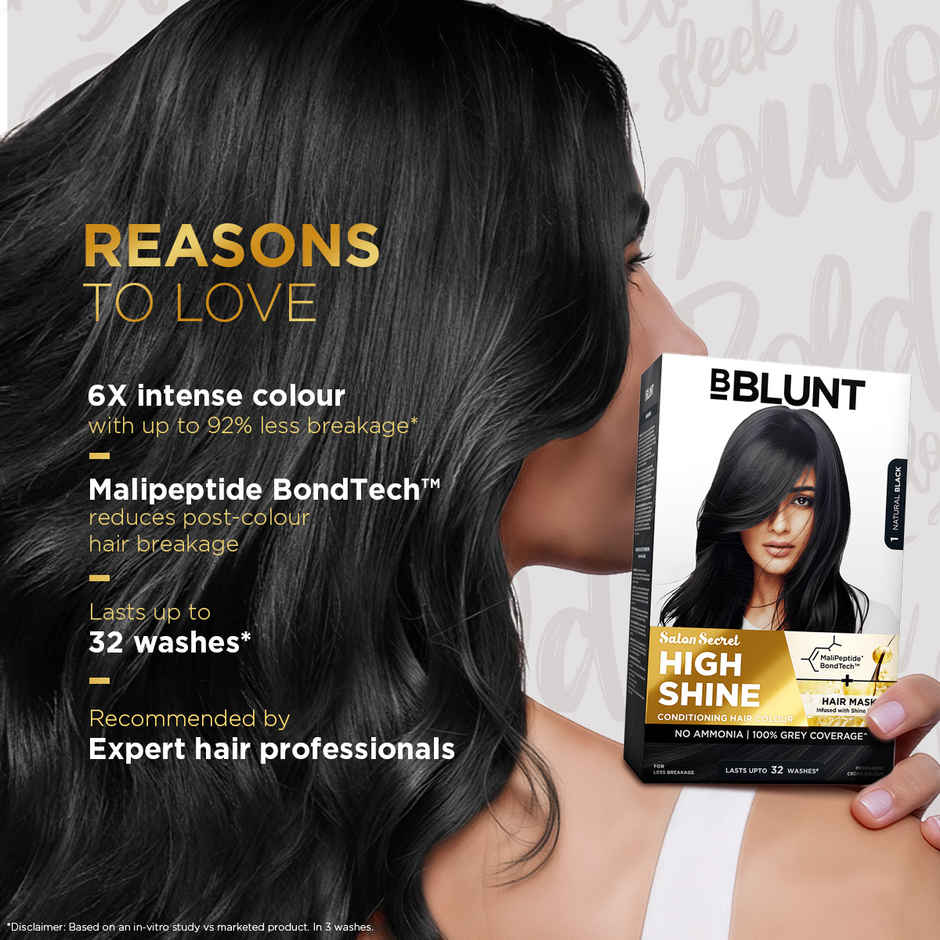 Bblunt Salon Secret High Shine Conditioning Hair Colour | Natural Black