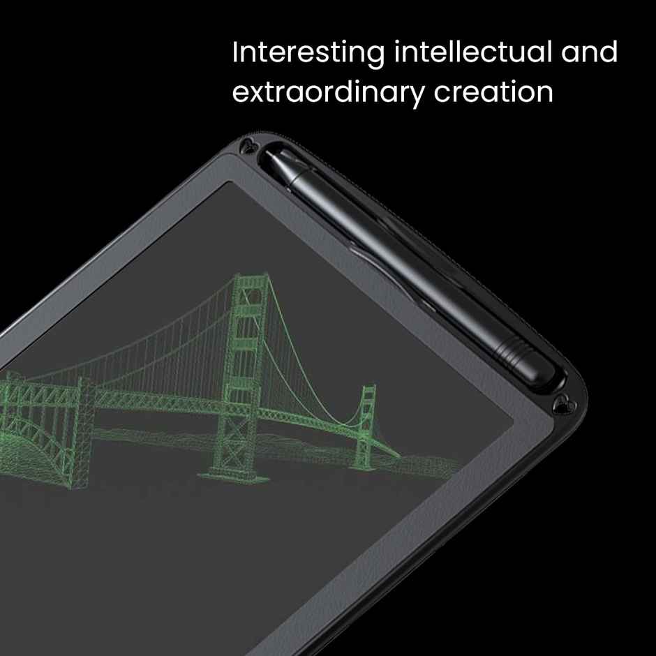 Portronics Ruffpad 12E Re-Writable LCD Writing Pad with 30.4cm (12 inch) Writing Area, India's First Notepad to Save and Share Your Child's First creatives via Ruffpad app on Your Smartphone - Black