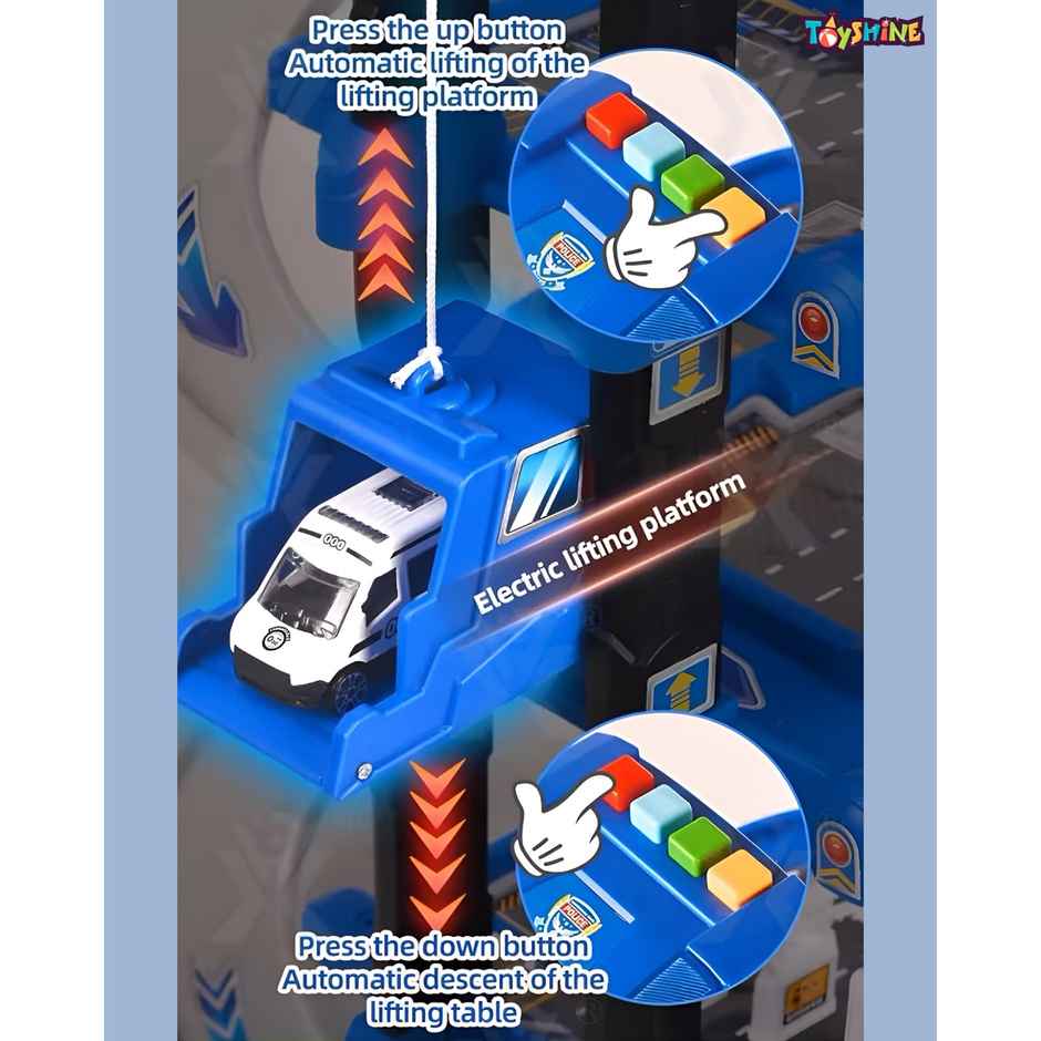 Toyshine 78-Piece DIY City Ramp Race Track with Parking Lot Elevator, Interactive Puzzle Toy