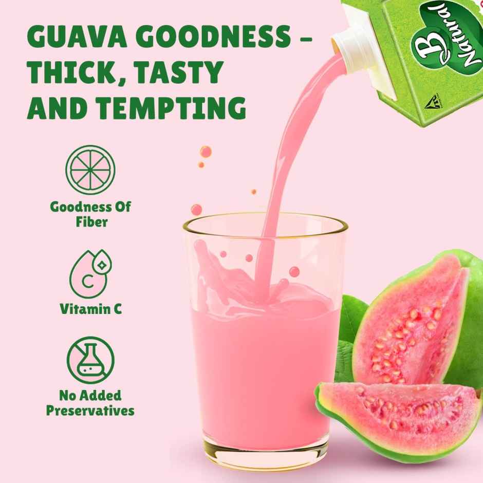 B Natural Guava Juice, 100% Pulp, No Concentrate