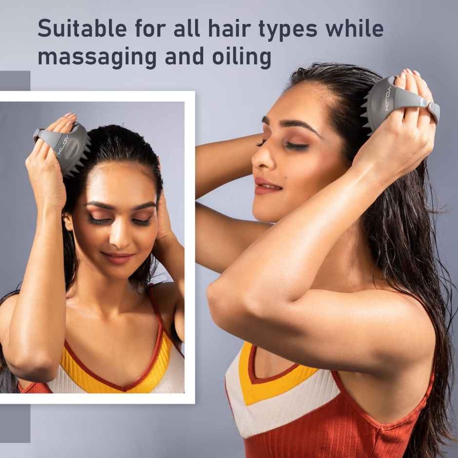 Hair Scalp Massager Shampoo Brush with Soft Silicone Bristles Manual Hair Massager for Blood Circulation Grey