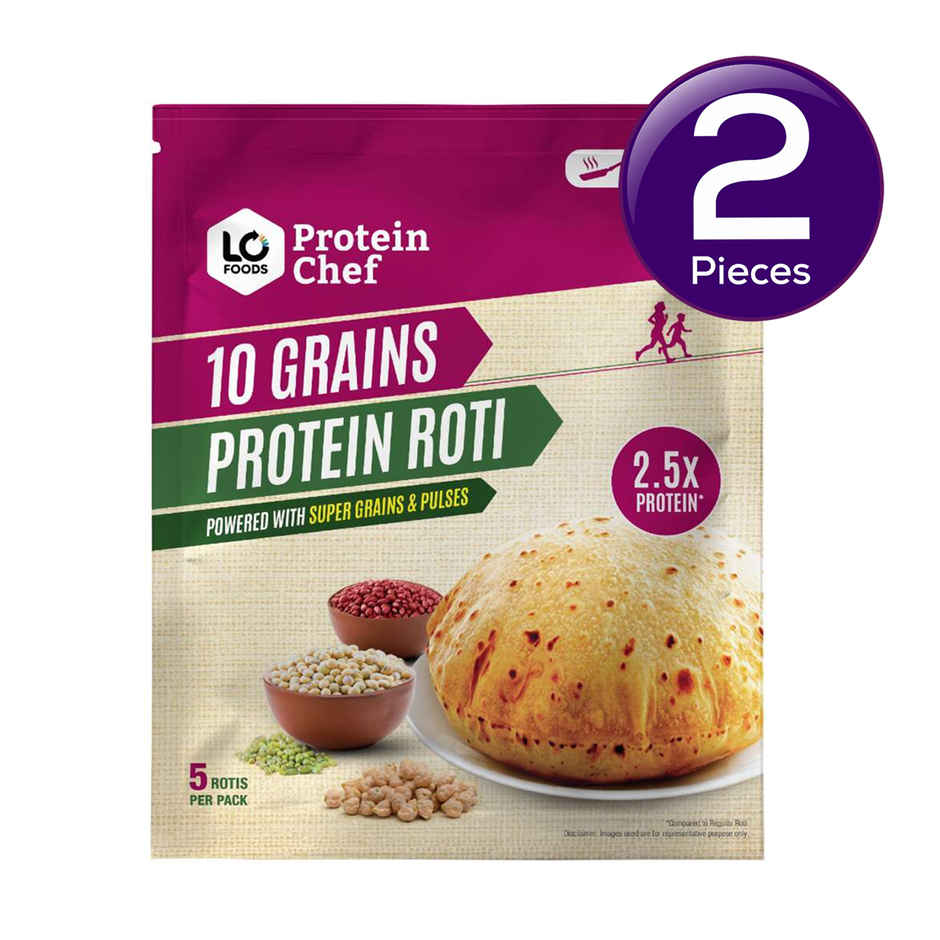 Protein Chef 10 Grains Protein Roti | Non Frozen Fresh Whole Wheat | Ready to Cook Chapati Combo