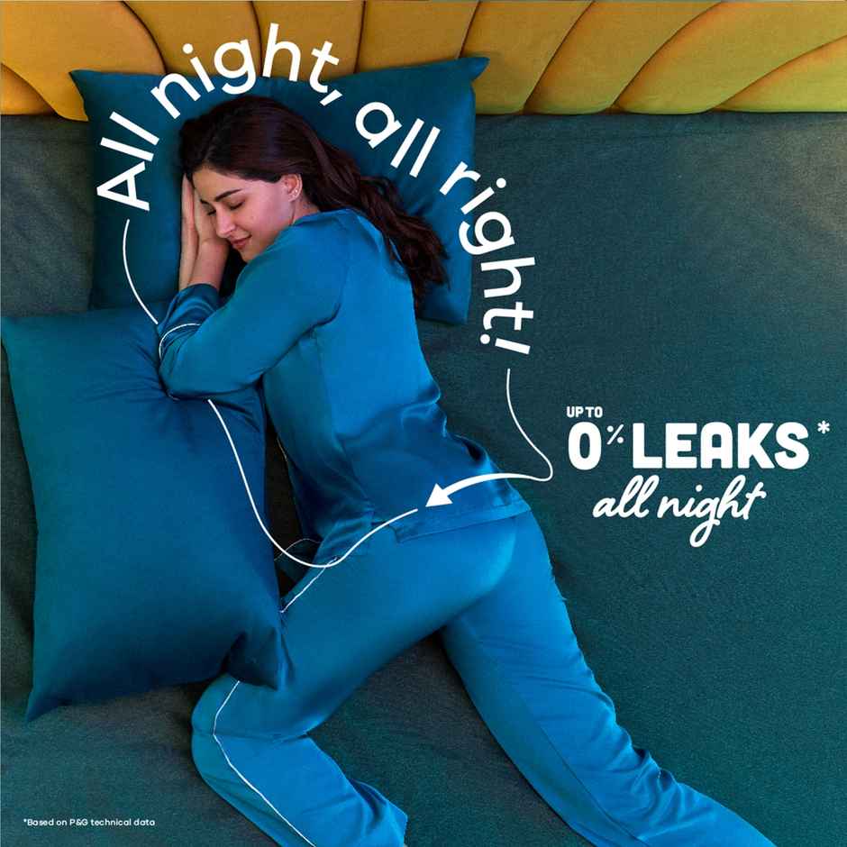 Whisper Bindazzz Nights XXL Sanitary Pads, Upto 0% Leaks All Night Long