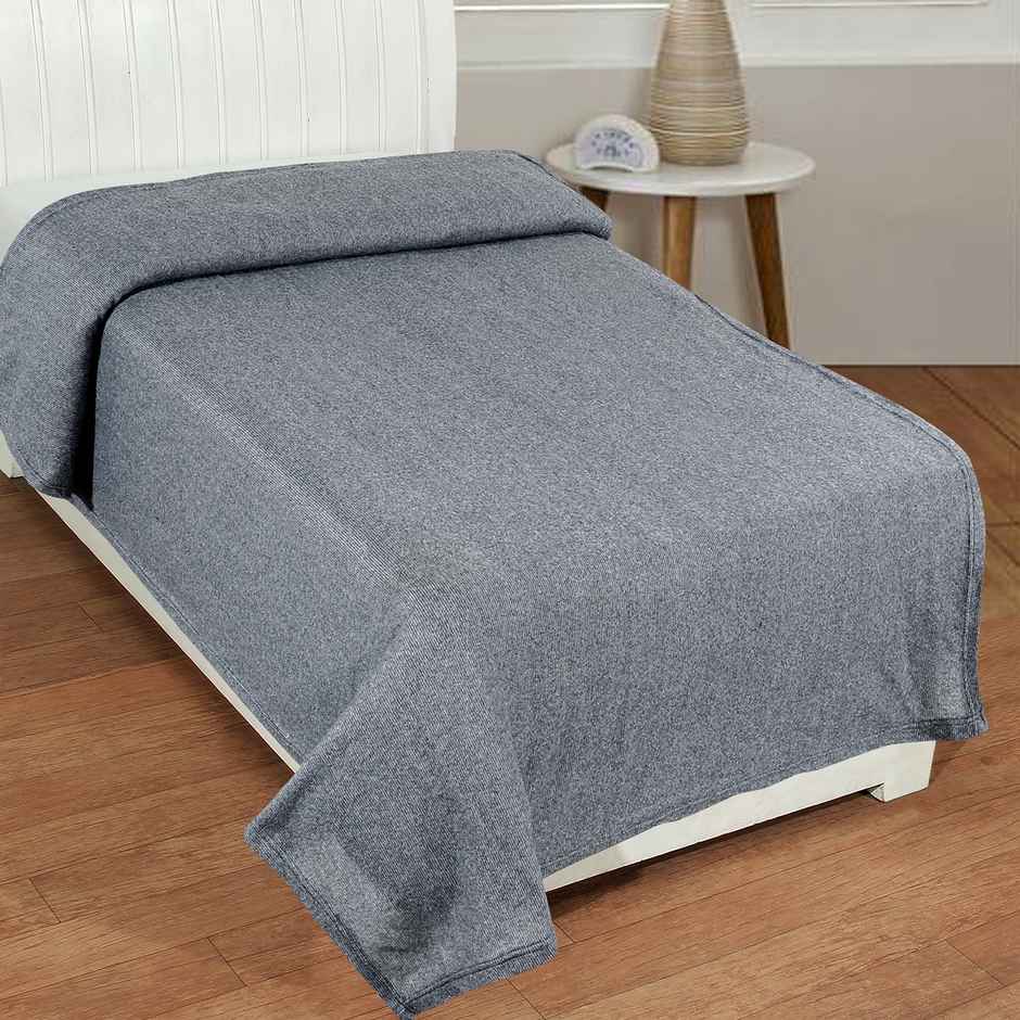 BAY6 All Season Polar Fleece Single Bed Solid Lightweight Blanket | 120 x 220 cm - Grey