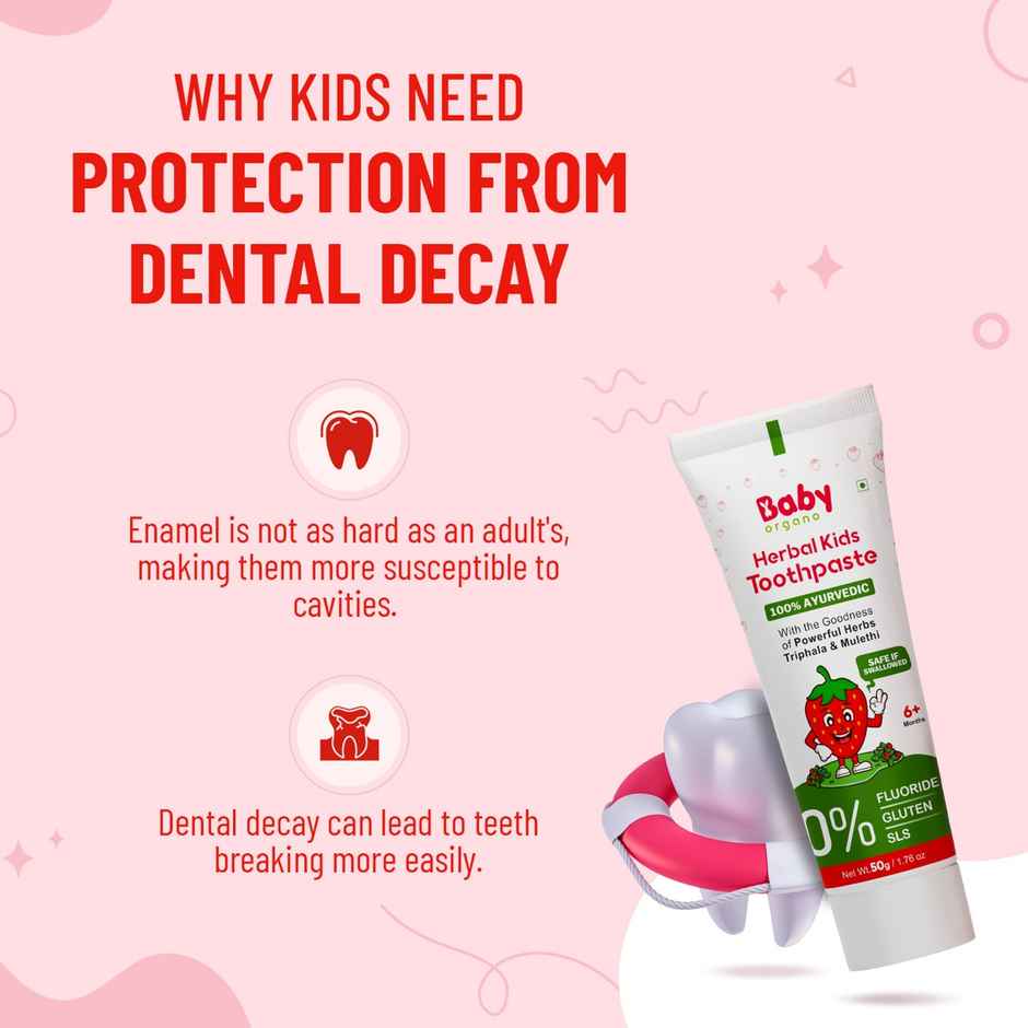 BabyOrgano Ayurvedic Herbal Kids Toothpaste - Strawberry Flavor