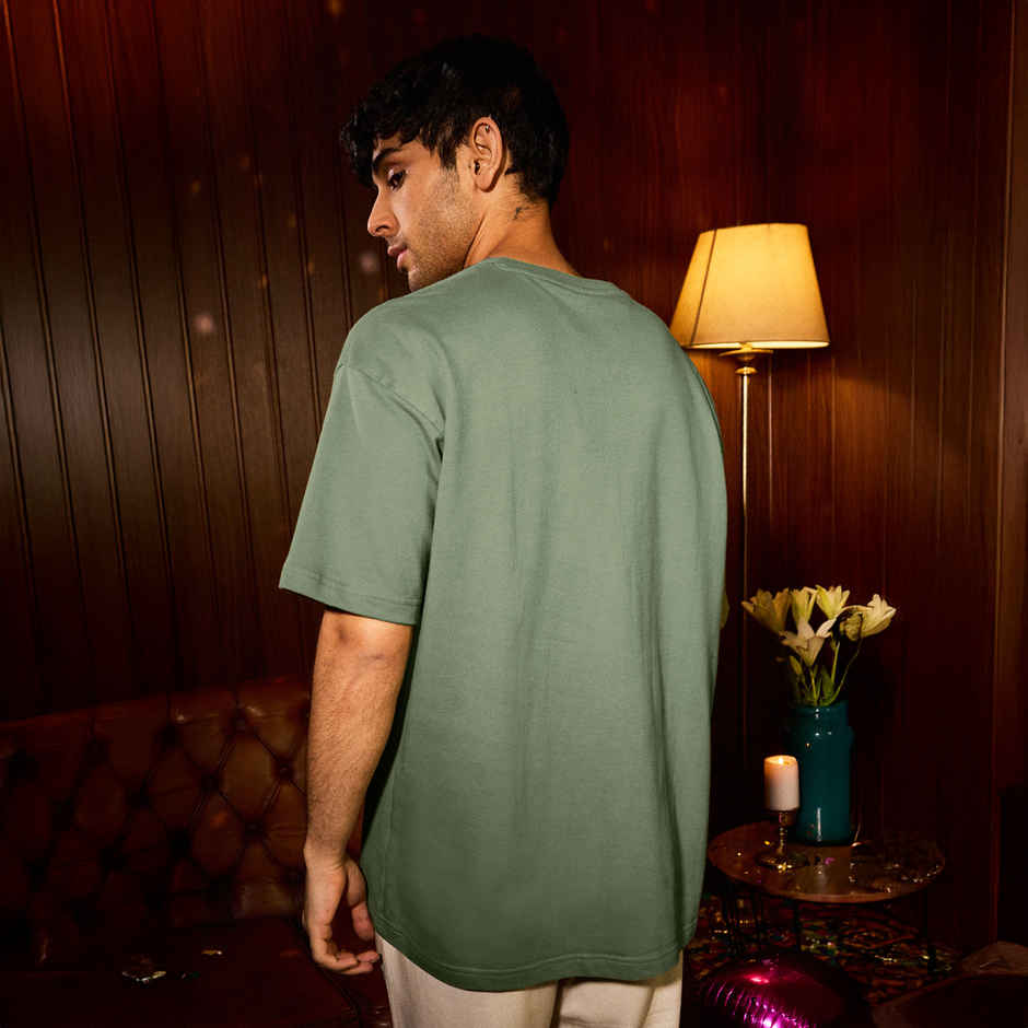 The Souled Store Men's Ted The Stoner All Fine Oversized T-shirt | Green - XL