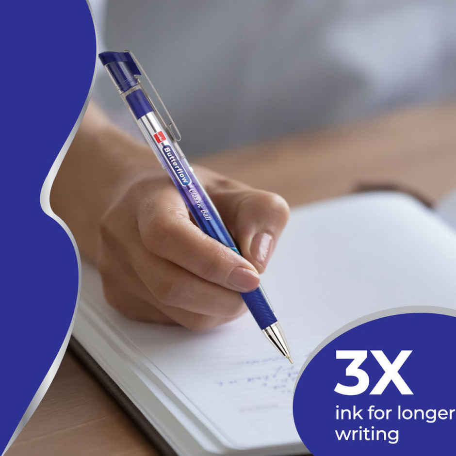 Cello Butterflow Classic Ball pen 3pcs Blister - Blue