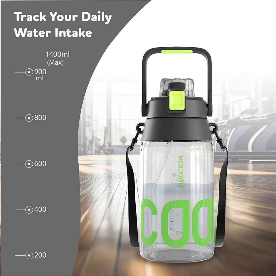 Kolorr Sprint 1400 ml Bottle | Black & Green | with phone stand | Ideal for Gym | Office | Travel