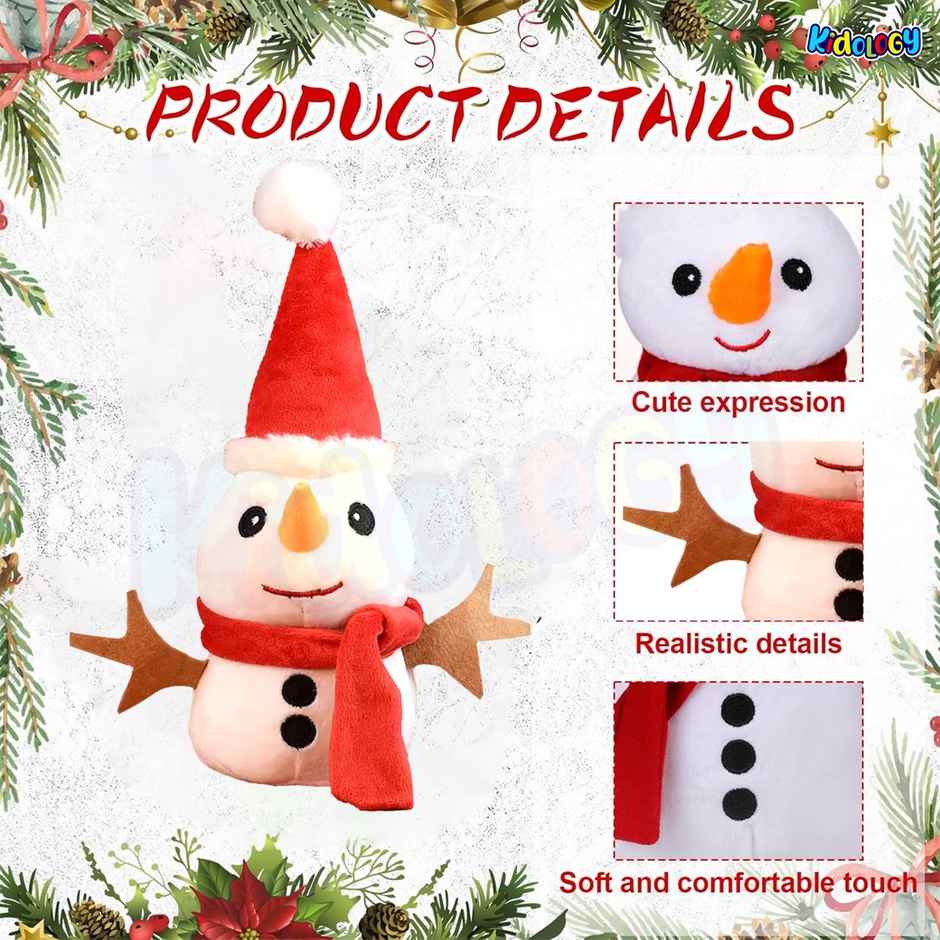 Kidology Snowman Plush Toy With Santa Hat & Scarf