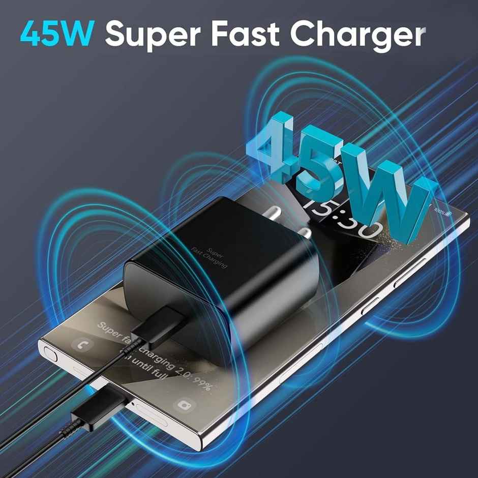 Kratos 45W Type C Super Fast Charger Adapter compatible for Samsung Premium Phones