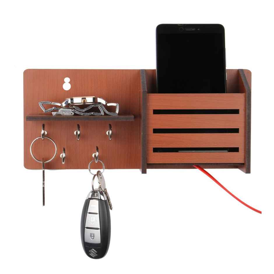 Casacraft by Pepperfry Brown Mdf Side-Shelf Pocket Key Holder