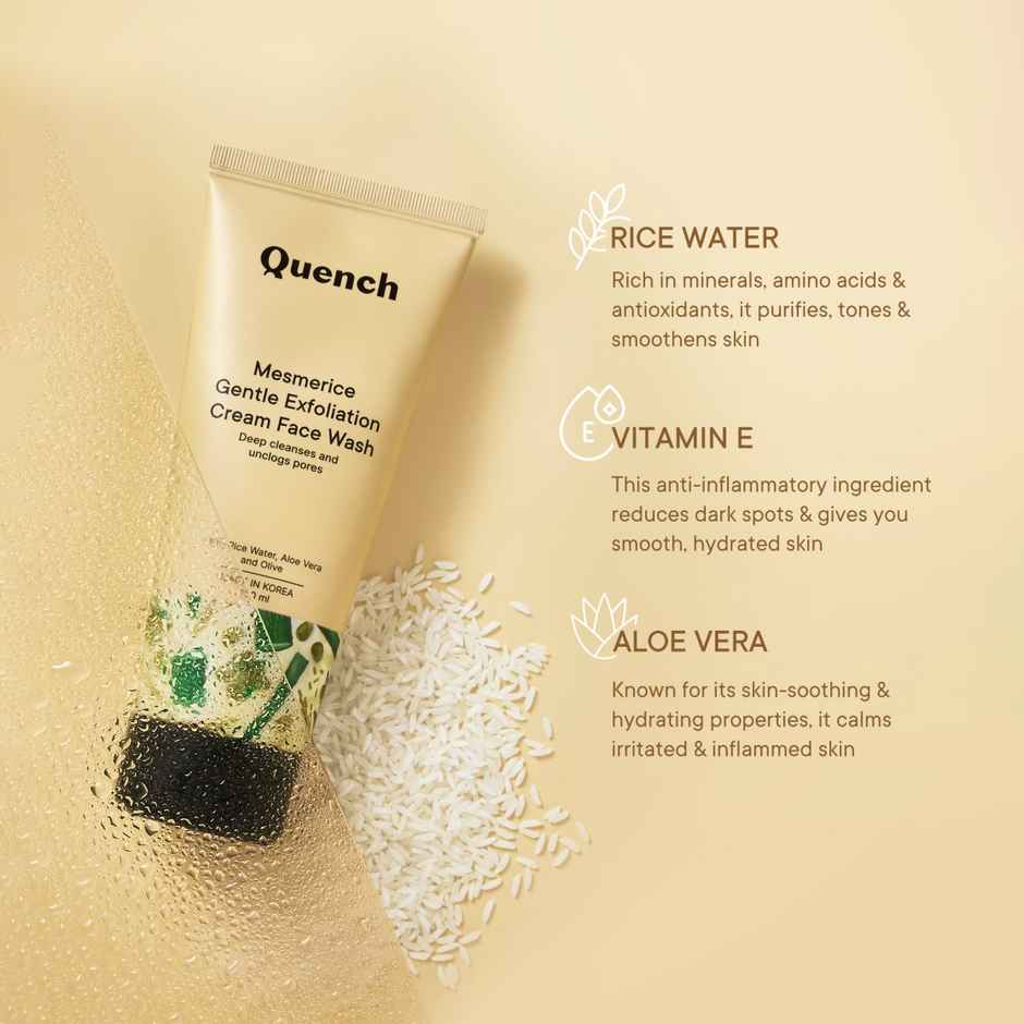Quench Botanics Mesmerice Gentle Exfoliation Cream Face Wash | Korean Skin care, 100ml