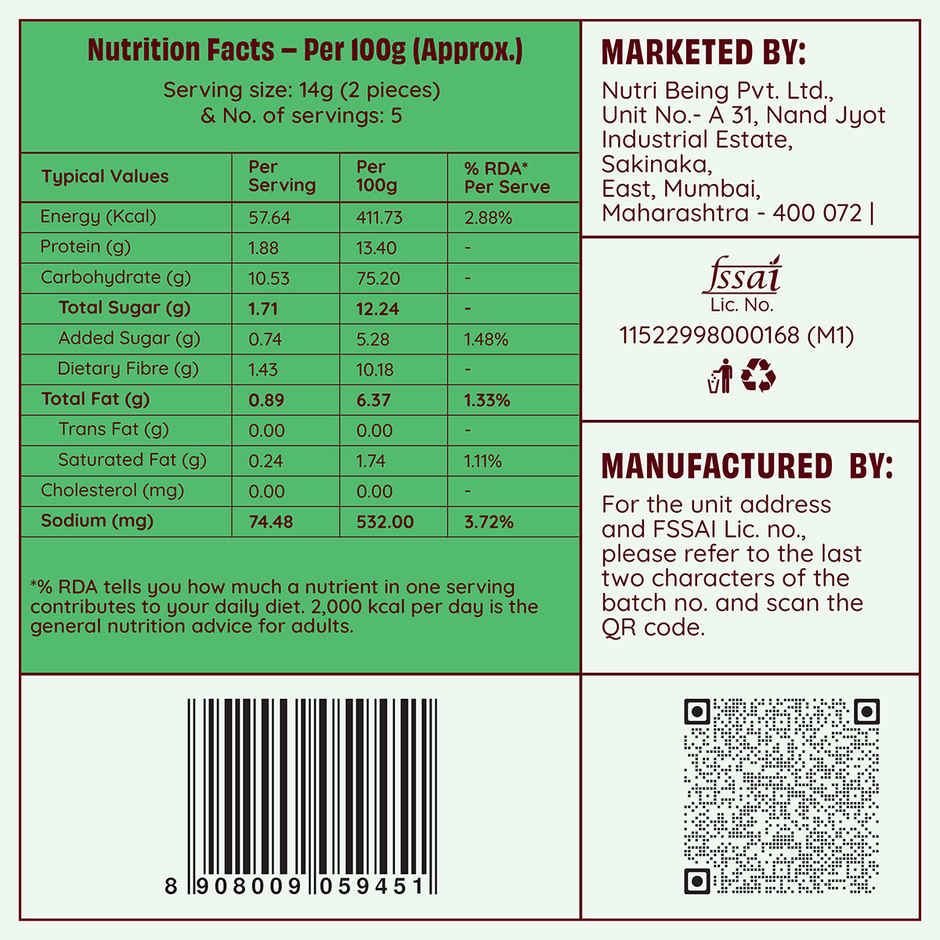 The Health Factory Elaichi Rusk | Zero Maida | Source of Protein & Fibre | Wheat Rusk Toast | Tea Time Snack