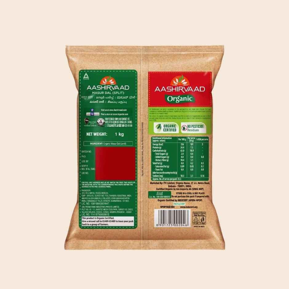 Aashirvaad Organic Masur/Masoor Dal | Red Lentil | Rich In Protein