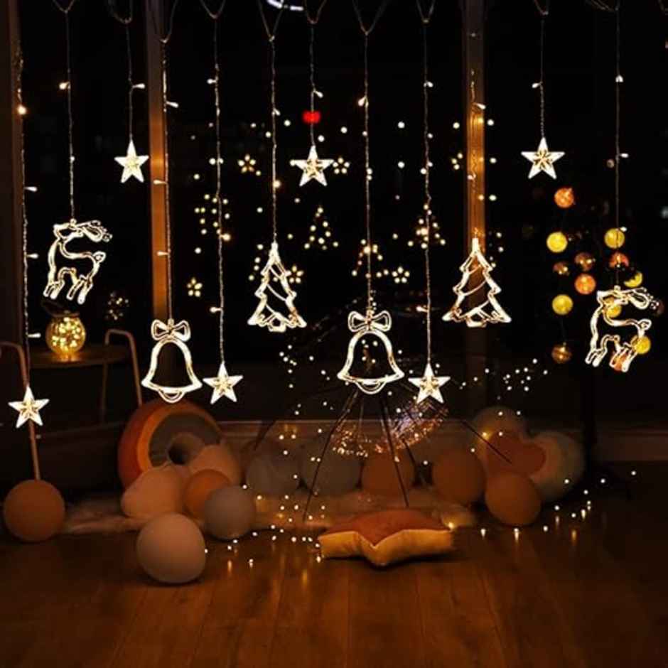 Desidiya Christmas Reindeer Led Curtain String Lights - Perfect For Window & Wall Decorations