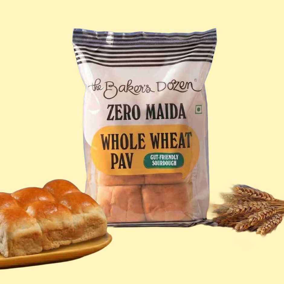 The Baker's Dozen Zero Maida Pav Whole Wheat | Atta Bombay Pav | Gut Friendly | Clean Label
