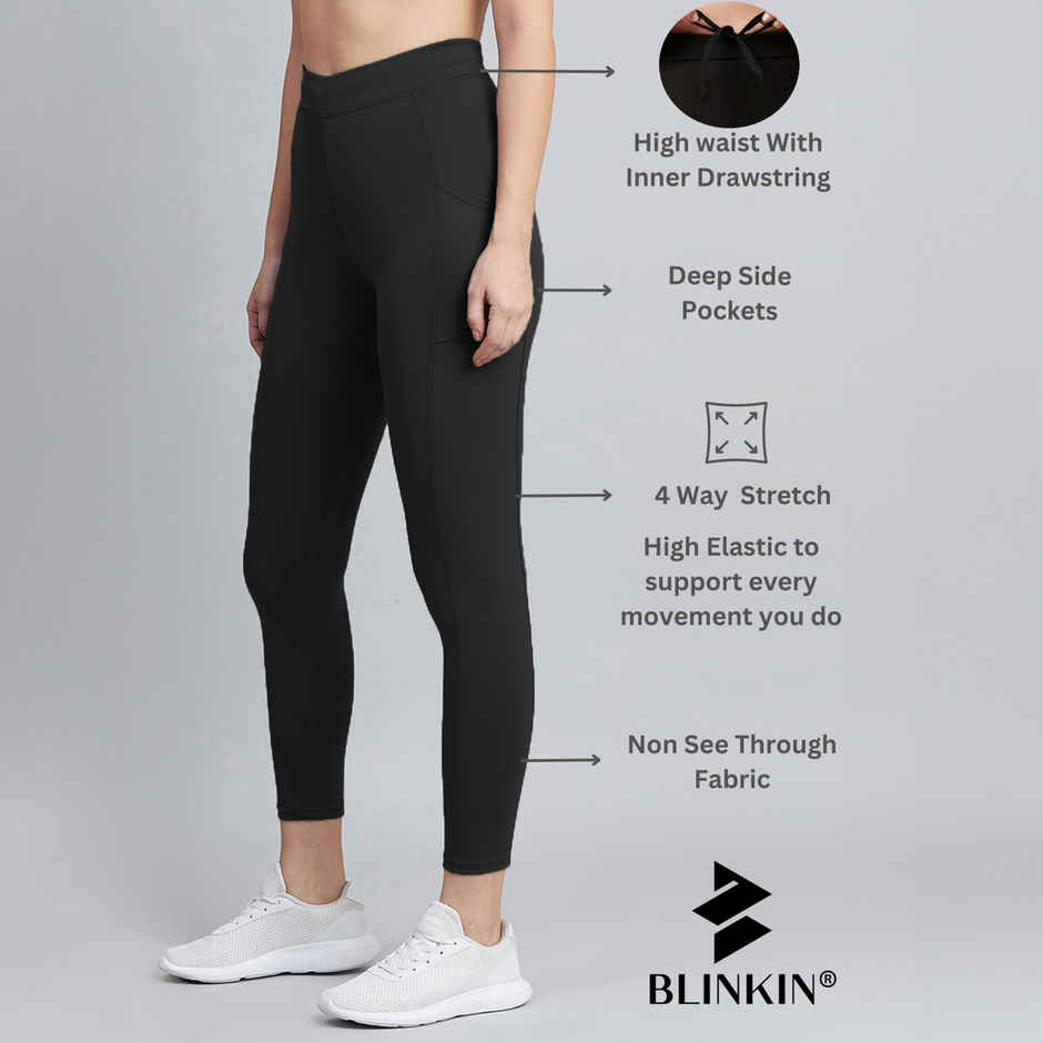 Blinkin Women's Gym Pants & Tights - Black | Workout | With Side Pockets | XXl