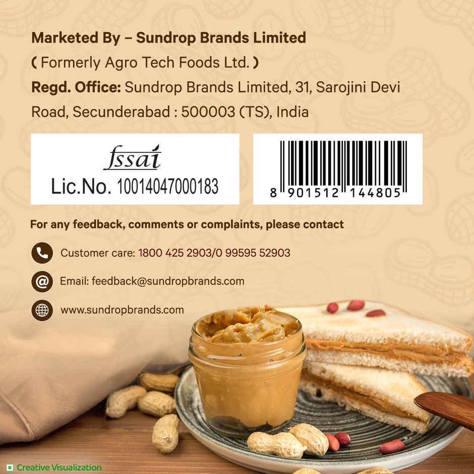Sundrop Peanut Butter | Crunchy | With 26% Protein | Premium Roasted Peanuts | No Preservatives