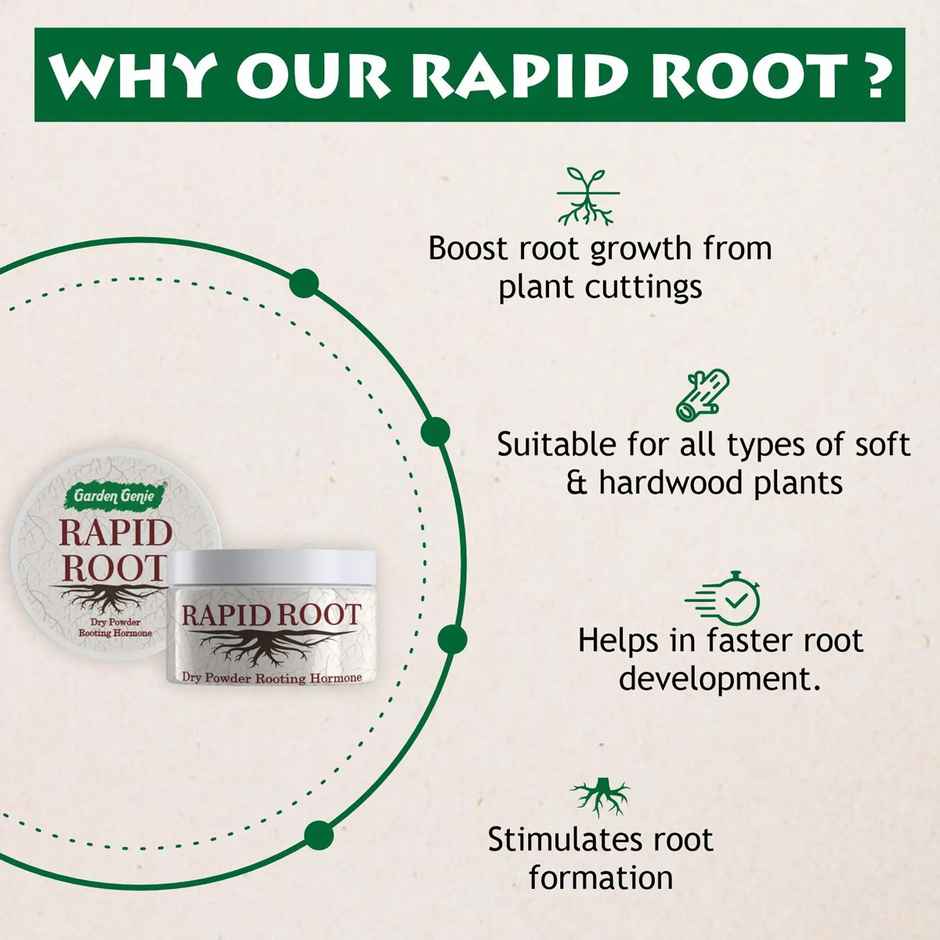 Garden Genie Rapid Root Powder | Rooting Hormone for Plant Cuttings | Promotes Fast Rooting