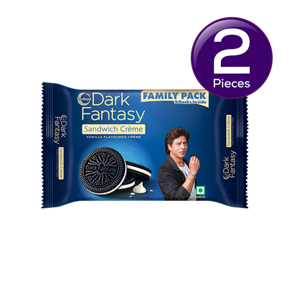 Sunfeast Dark Fantasy Vanilla Cream Dark Crunchy Biscuits | Artificial Colour-free Combo
