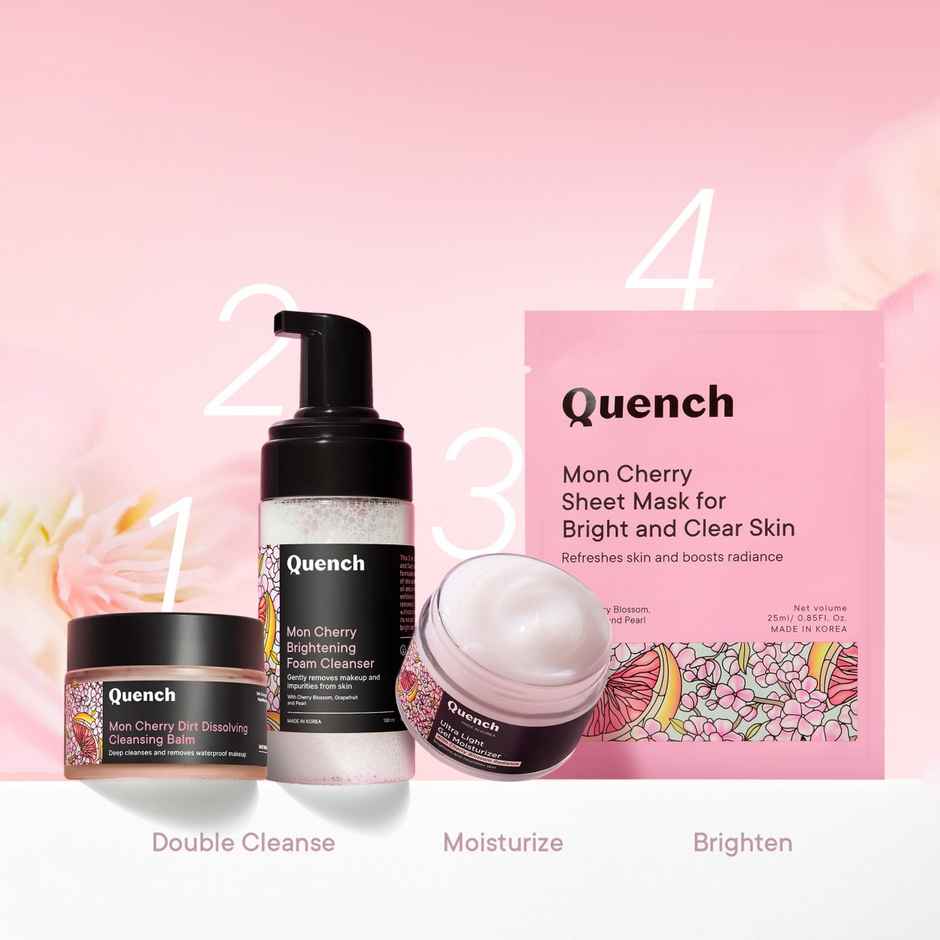 Quench Korean Face Sheet Mask for Brightening with Cherry Blossom Vitamin E & Pearl Extracts