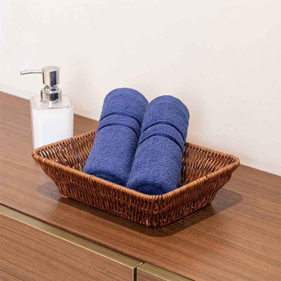 Home Elegance by myTrident Comfort Living 100% Cotton Hand Towel Set | 40cm x 60cm | 400 GSM | Navy Blue