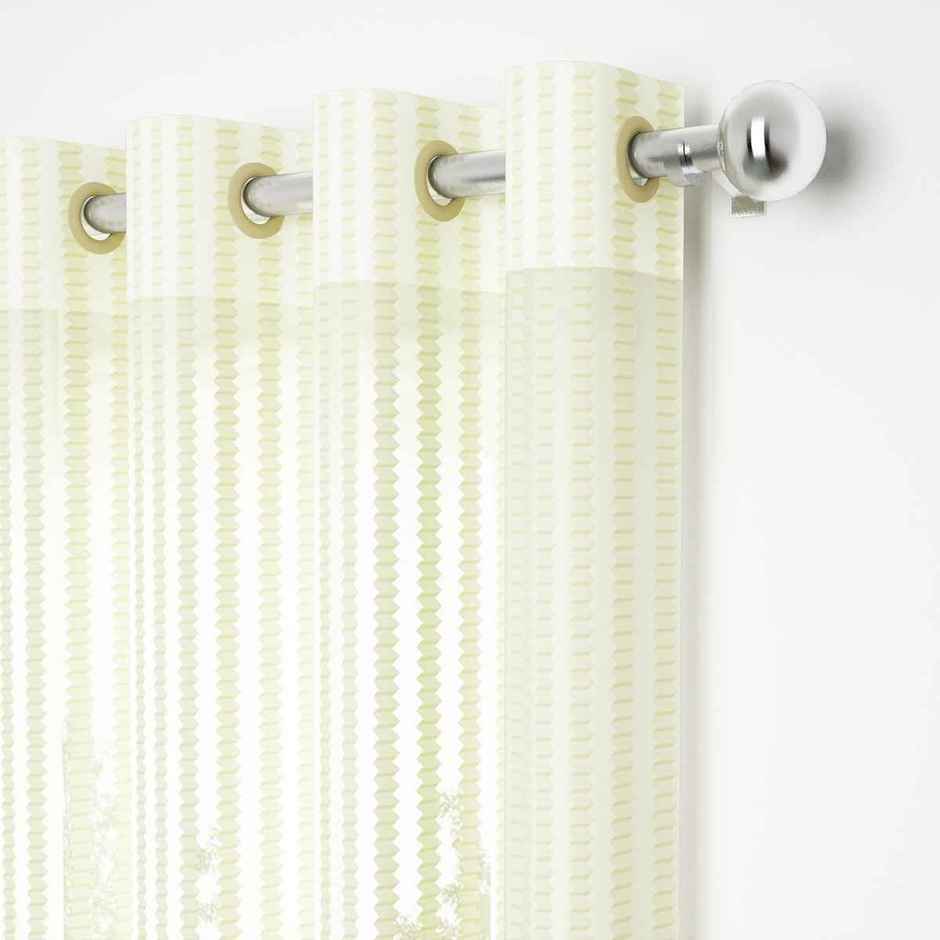 Story@Home Transparent Polyester Zic Zac 2 Unit Door curtains | Cream
