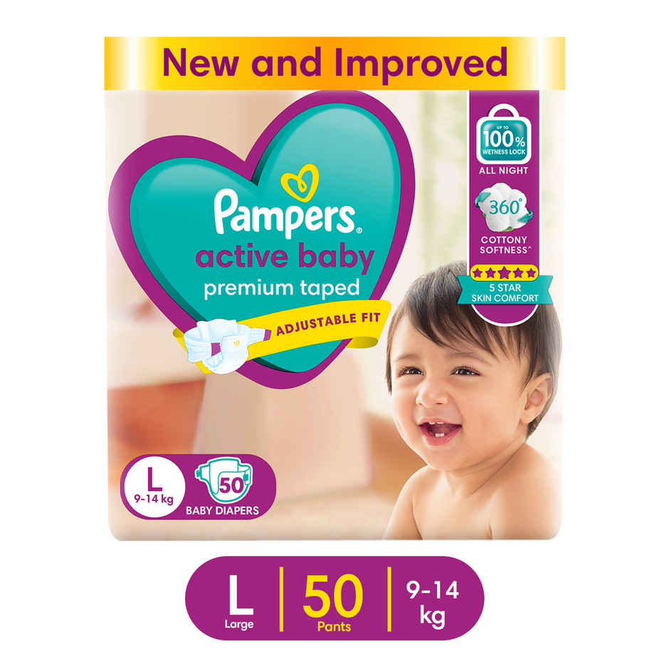 Pampers Active Baby Diapers | Taped Style | L | 50 pcs