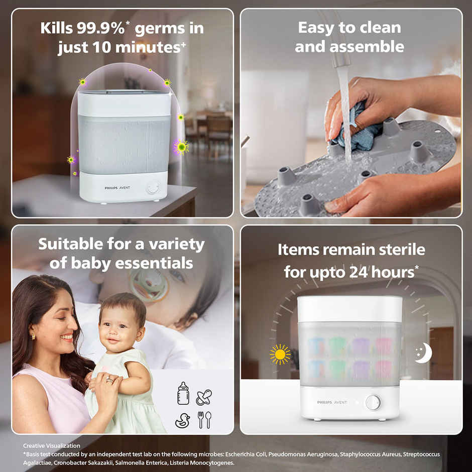 Philips Avent Bottle Sterilizer | Kills 99% Germs | Natural Steam | Stays 24hrs | SCF291/00