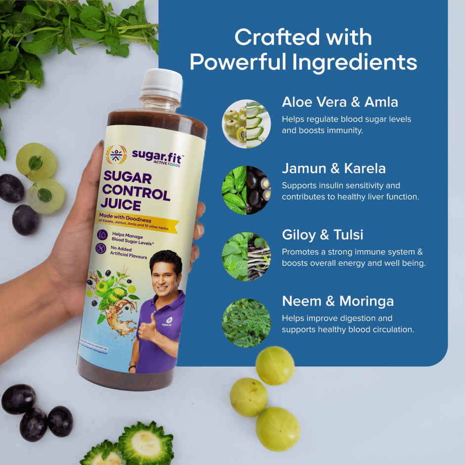 Sugar.fit Sugar Control Juice, Kerala Jamun Amla & 10 More Ayurvedic Potent Herbs for Diabetic Care