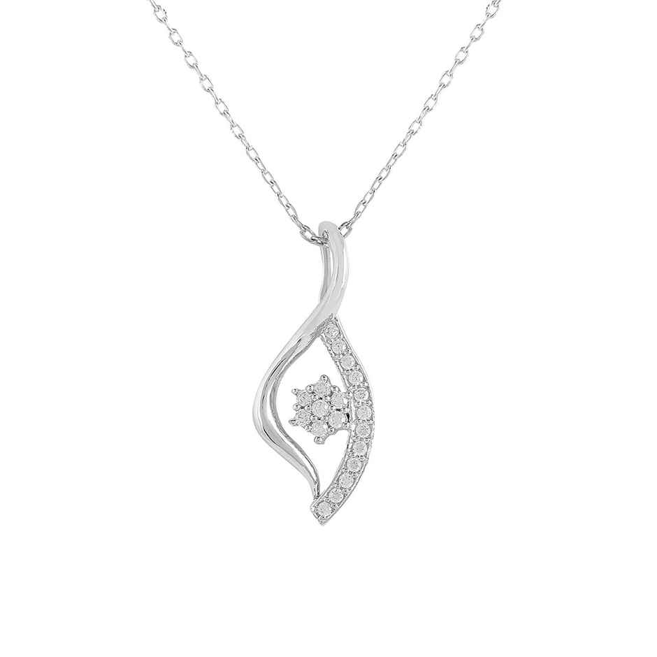 Voylla 925 Sterling Silver American Diamond Leaf Pendant With Chain