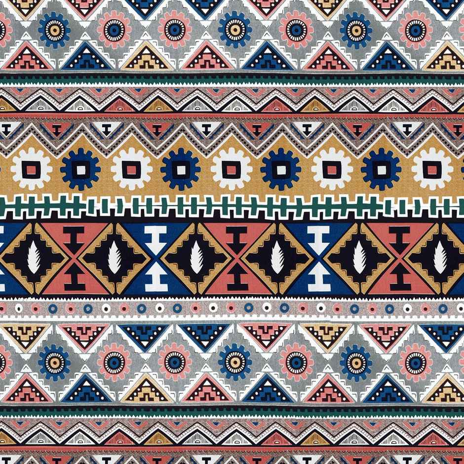 Story@home 240 TC Microfiber Double Printed Flat Bedsheet Beige & Grey | Aztec