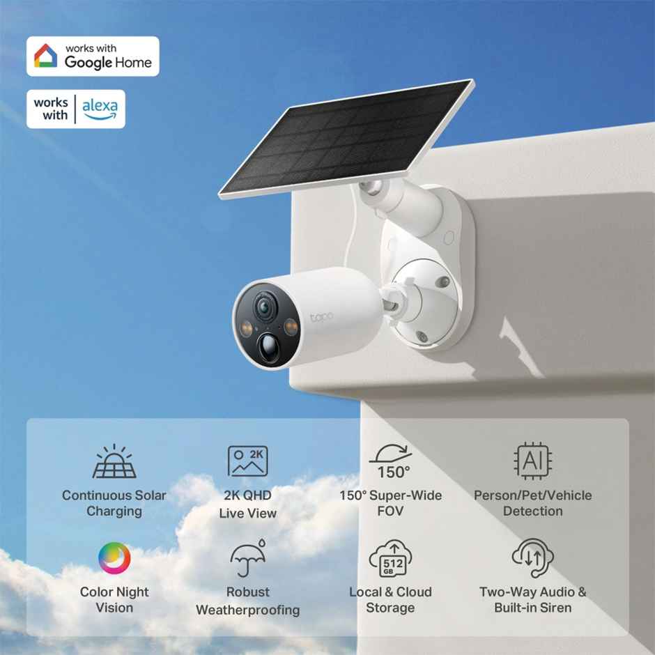 TP-Link Tapo C425 KIT 2K QHD Solar-Powered Security Camera Kit, AI Detection, IP66 Weatherproof