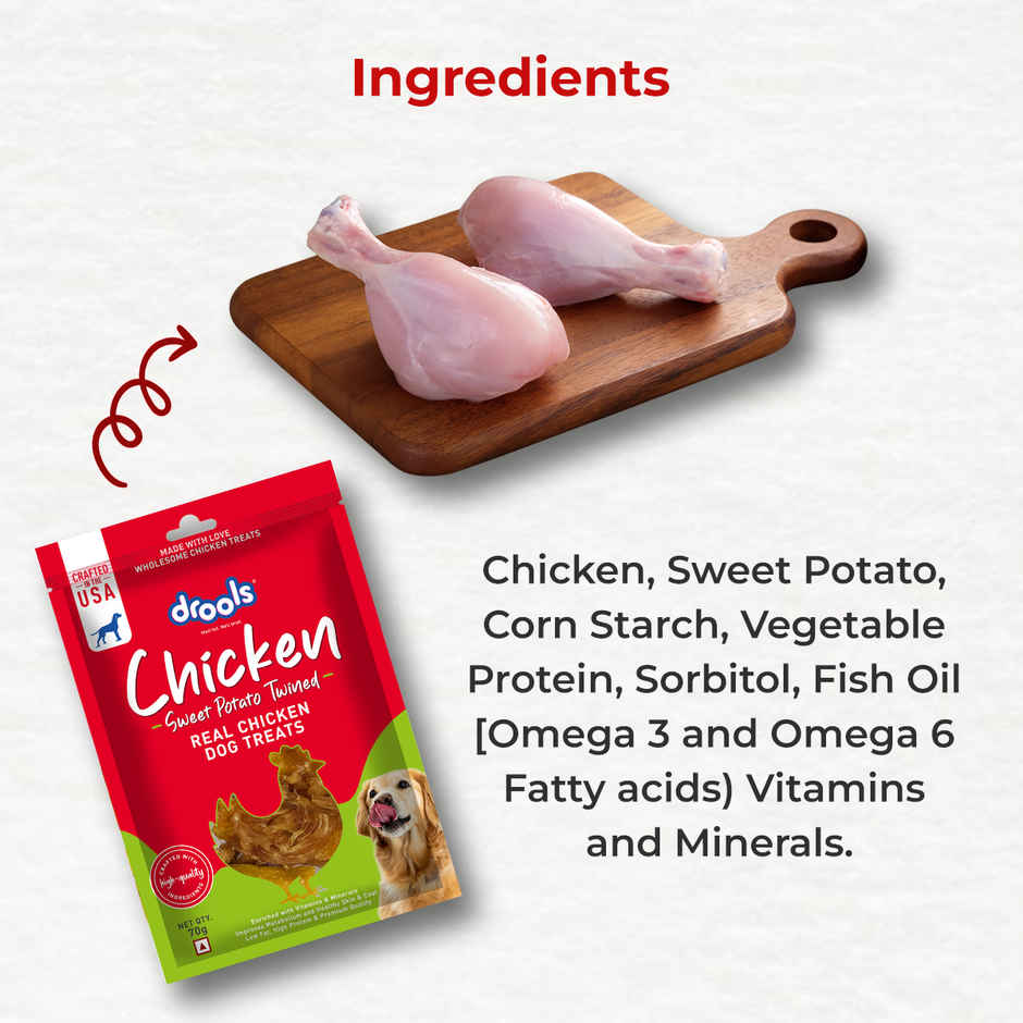 Drools Sweet Potato Twined Dog Treats, Best For Training & Bonding | For Puppy & Adult