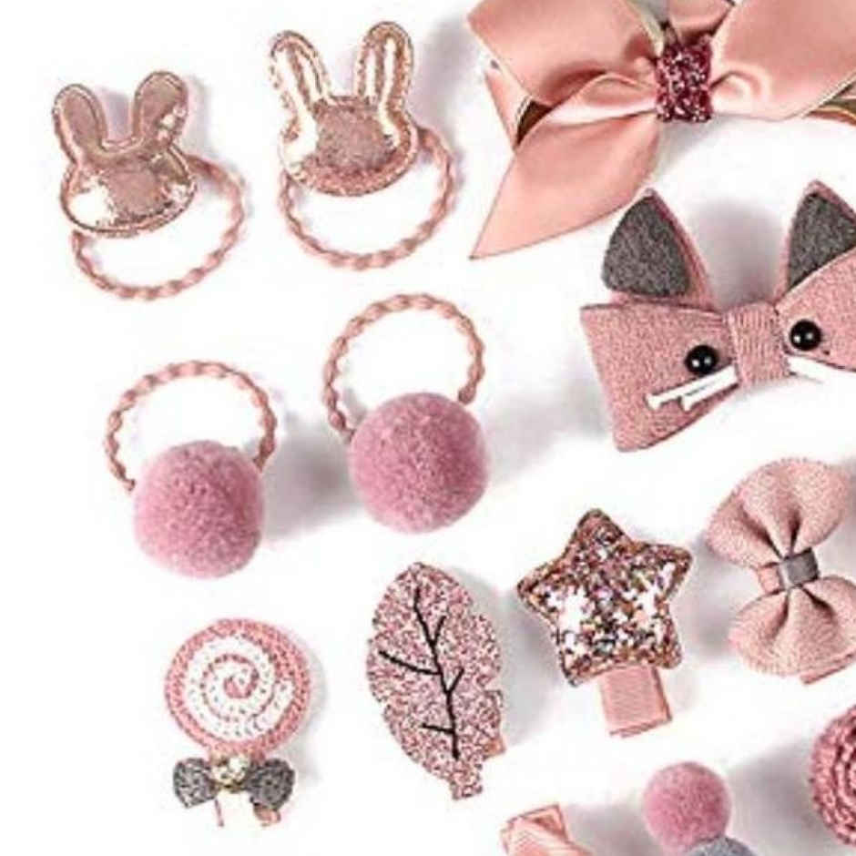 YouBella Jewellery Hair Clip Set For For Girls - Pink