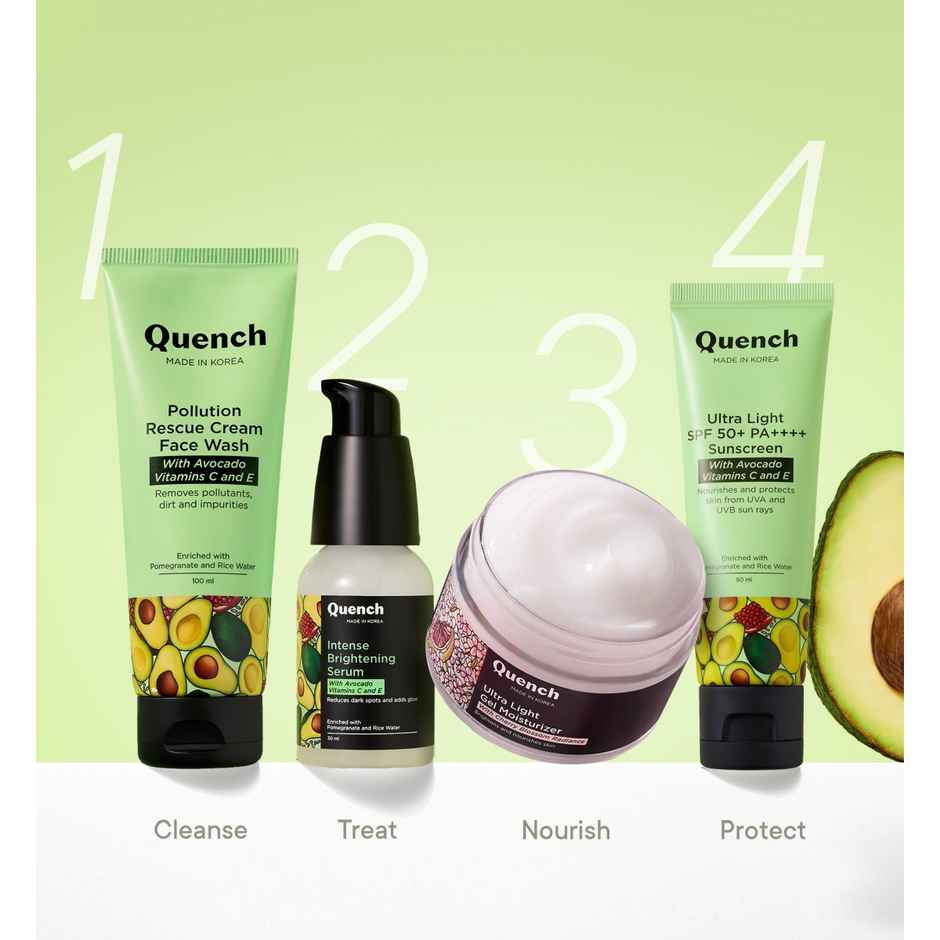 Quench SPF 50+ PA++++ Korean Sunscreen with Avocado & Vitamin E No White Cast