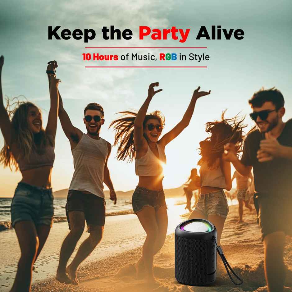 pTron Fusion Mount Mini Bluetooth Speaker with 12W Euphonic Sound | RGB Light | 10H Playtime - Black