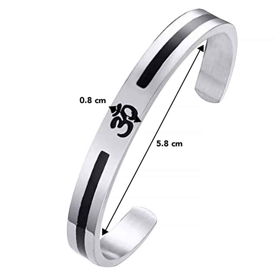 Peora Stainless Steel Buddha Namaste Ohm Om Aum Sanskrit Symbol Cuff Bracelet Kada For Mens