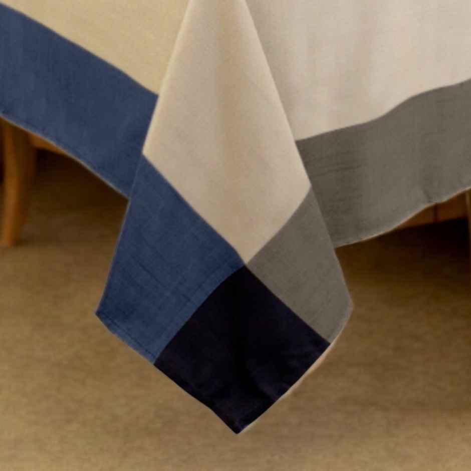 Lushomes Rectangle Dining Table Cover - 6 Seater | Navy Beige Cotton | 57 x 86 inch