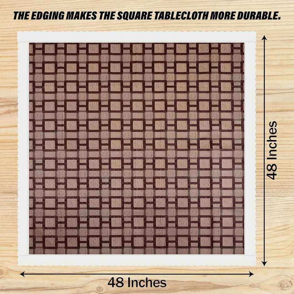 Kuber Industries Square Table Cover for 4 Seater PVC Square Pattern | 48 x 48 inch | Brown