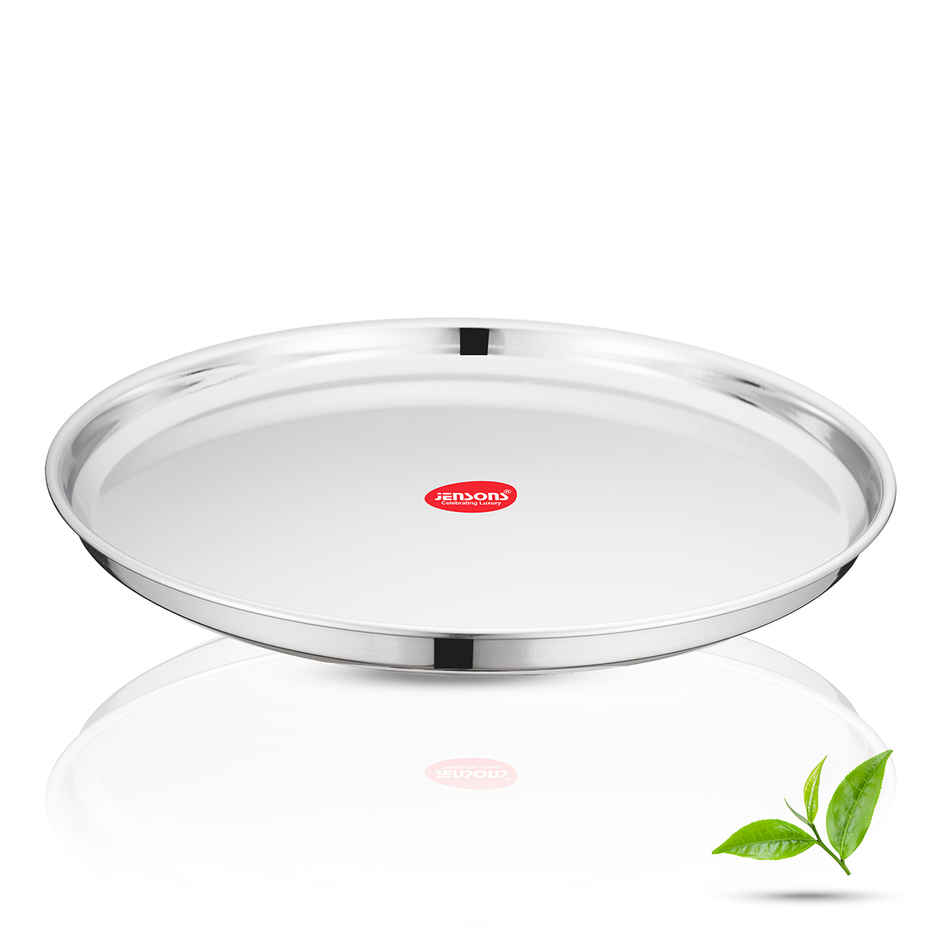 Jensons Stainless Steel Thali, 28 cm, Silver, Durable Food Grade Material