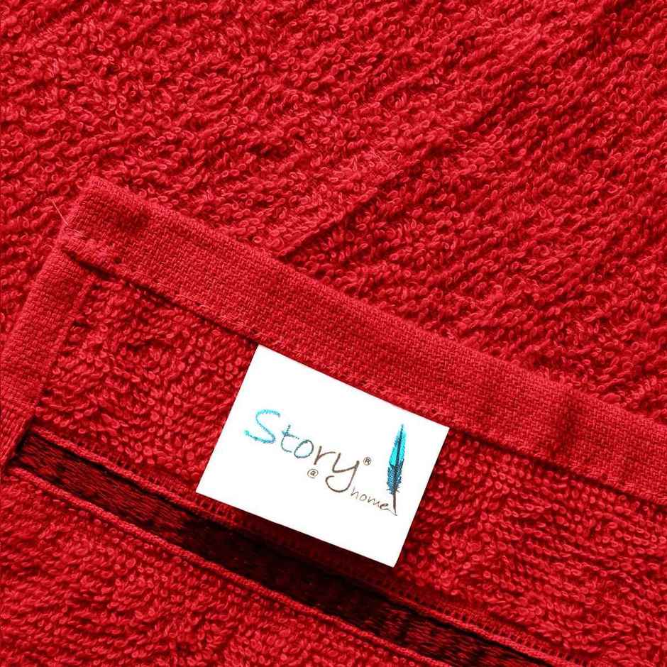 Story@Home 100% Cotton 450 6 Piece Face Towel Wine Red Solid