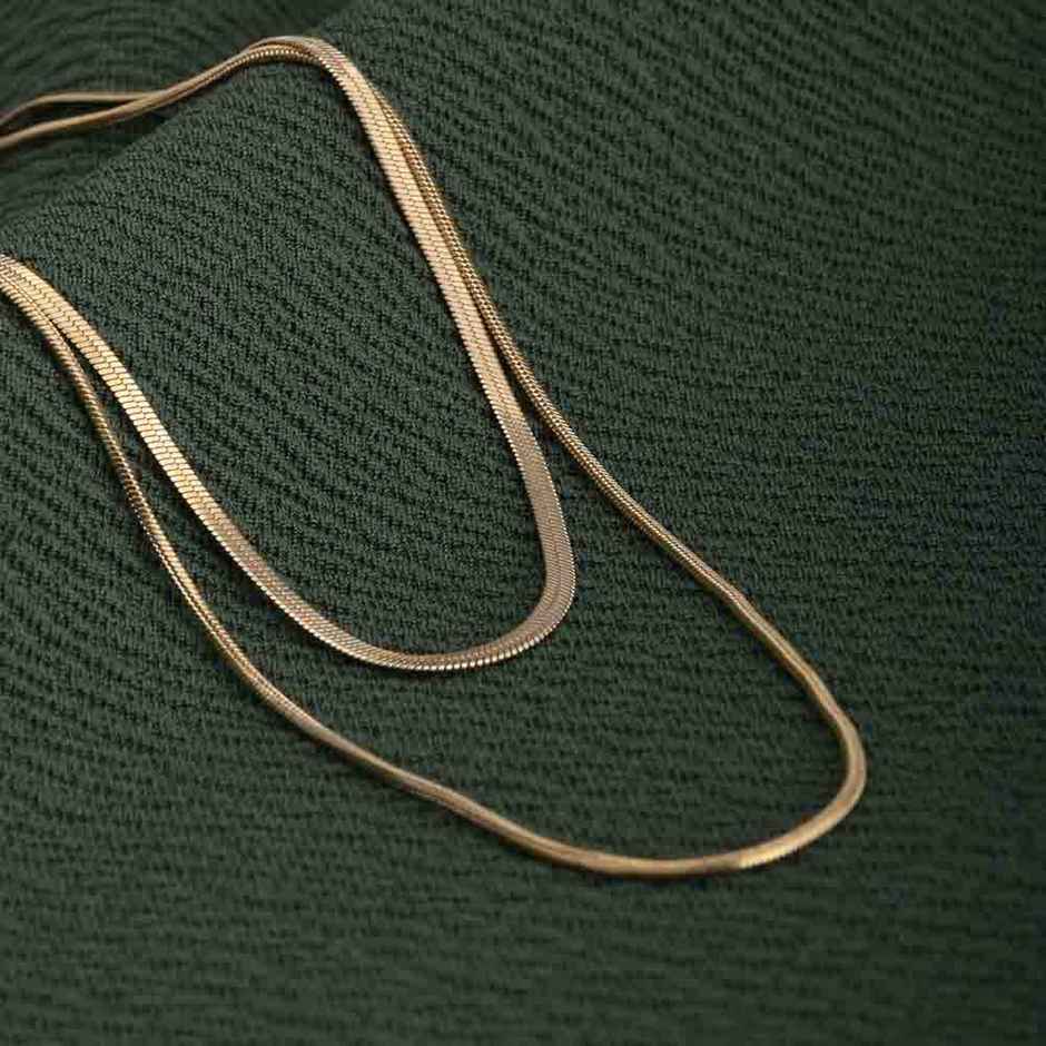 Palmonas Plain Chain Two Layer Necklace For Womens | Waterproof And Anti-Tarnish