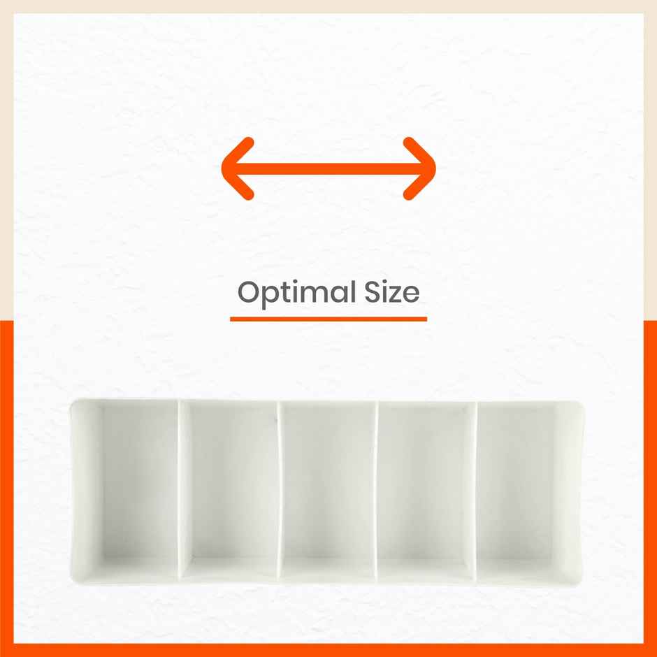 Bathla Set of 2 Drawer Organiser - Multi-purpose, Stackable, 5 Grids - DORI | Ivory