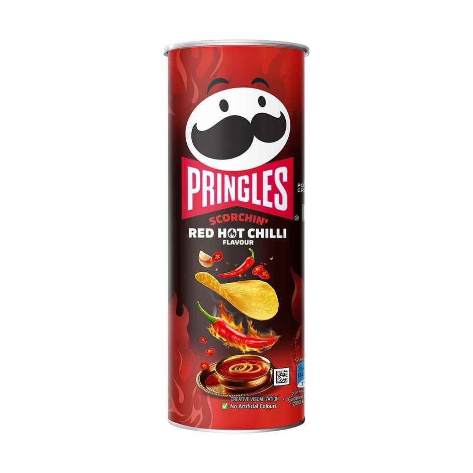 Pringles Scorchin Red Hot Chilli | Spicy & Crispy (102g) & Galaxy Fusions Dark Chocolate Bar With 70% Cocoa (56g) Combo