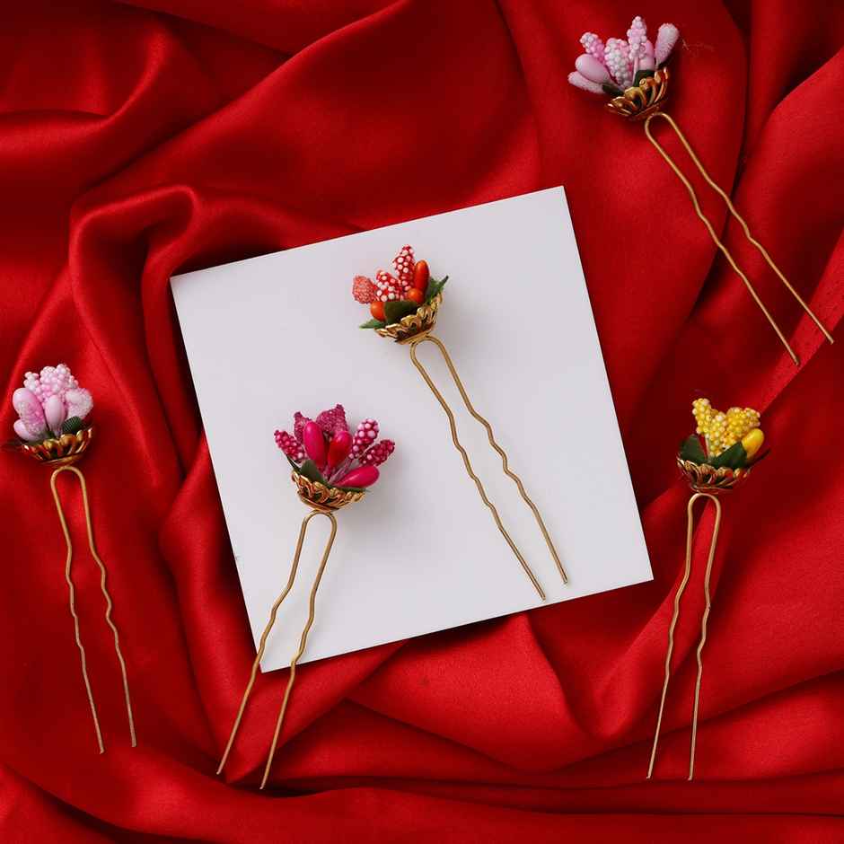 Oye Happy Flower Hair Pins ( Pack Of 5 )